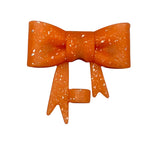 Orange Glitter 3D Silicone Bow Focal Bead Straw Topper