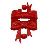 Red Glitter 3D Silicone Bow Focal Bead Straw Topper