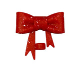Red Glitter 3D Silicone Bow Focal Bead Straw Topper