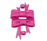 Hot Pink Glitter 3D Silicone Bow Focal Bead Straw Topper
