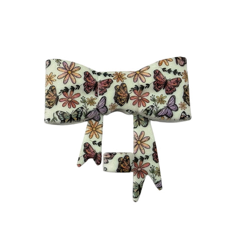 Butterfly & Daisies 3D Silicone Bow Focal Bead Straw Toppe