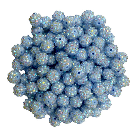 12mm Light Blue Rhinestone Acrylic Beads