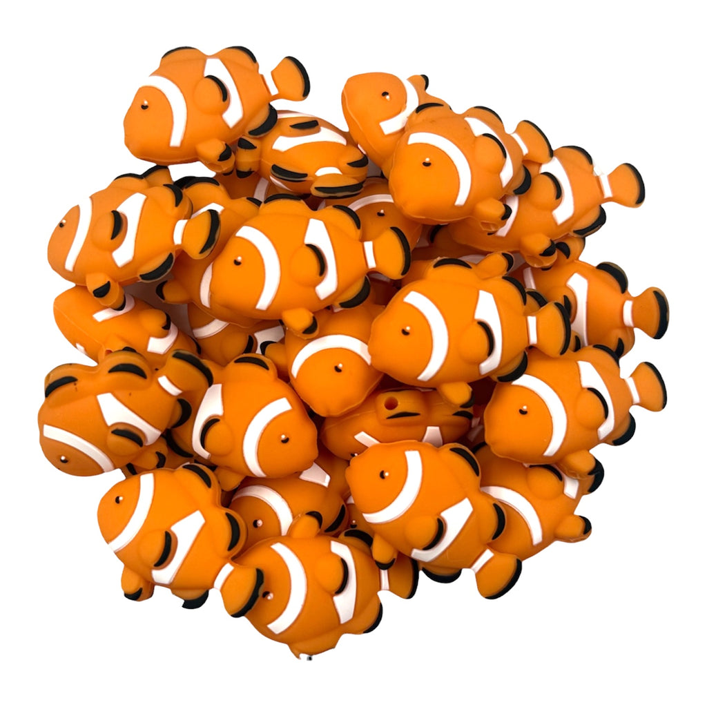 3D Orange Tropical Fish Silicone Focal Beads