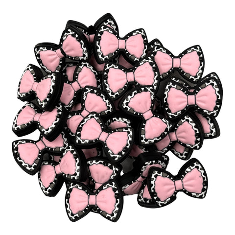 Light Pink Cow Western Bow Silicone Focal Beads