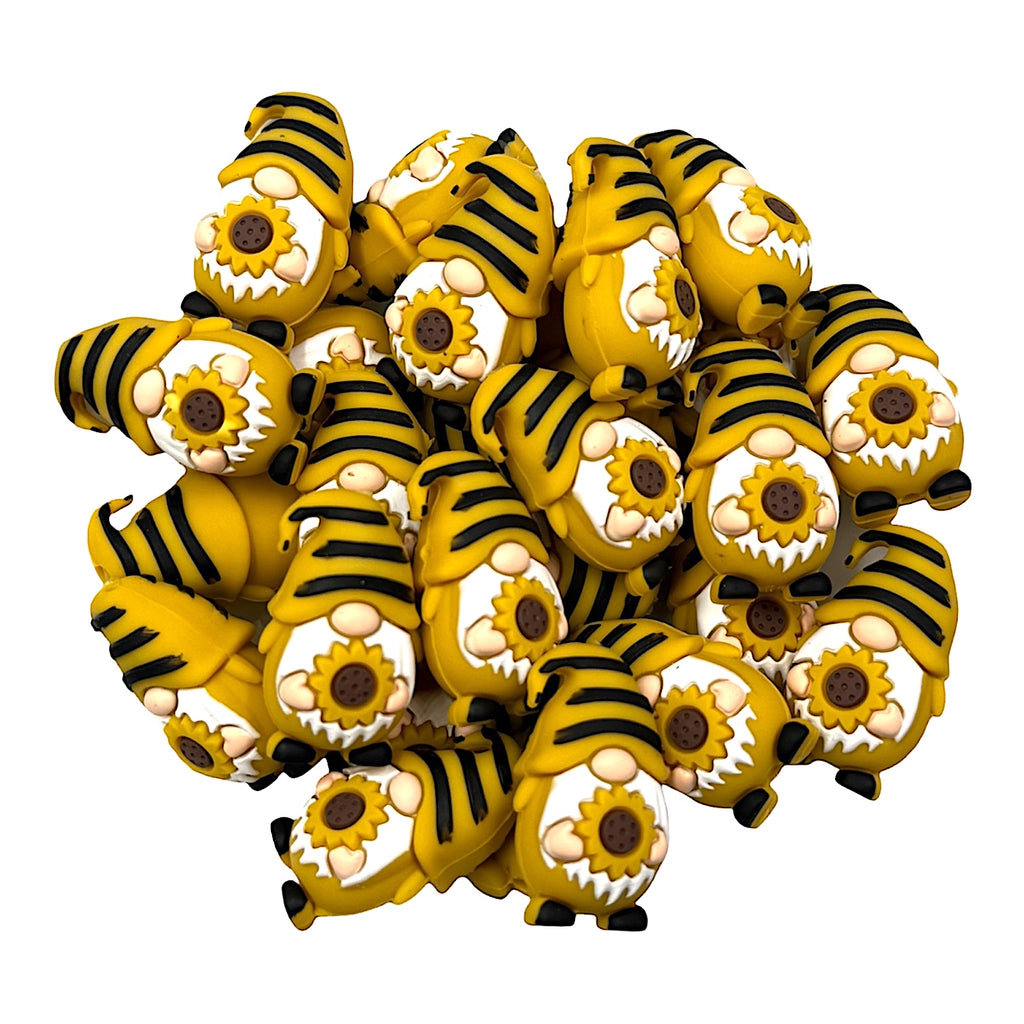 3D Sunflower Bee Gnome Silicone Focal Beads
