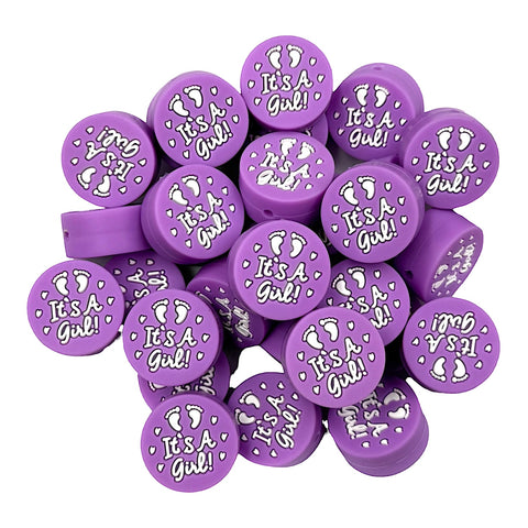 It's a Girl!  Silicone Focal Beads--Purple