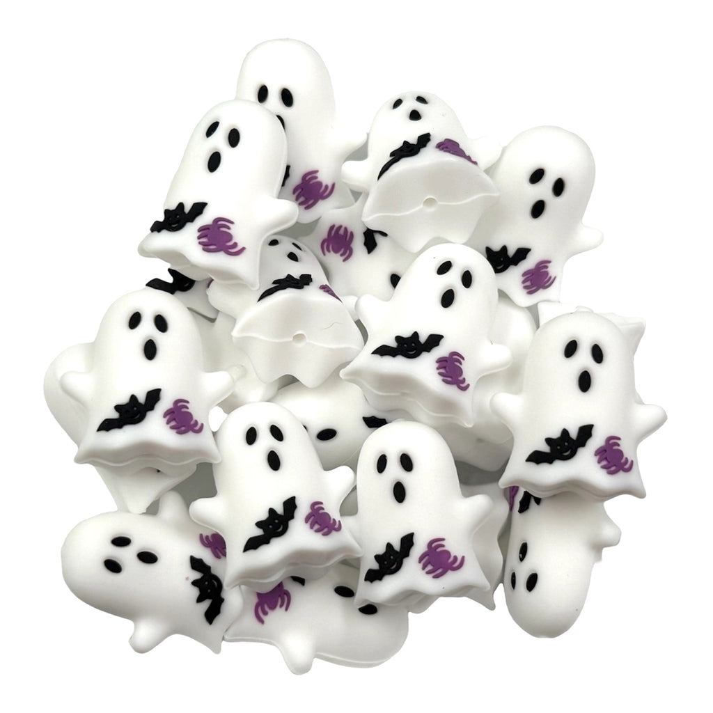 3D Ghost with Bat & Spider Silicone Focal Beads