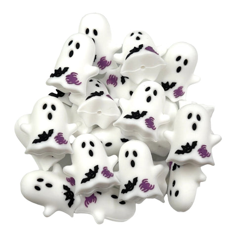 3D Ghost with Bat & Spider Silicone Focal Beads