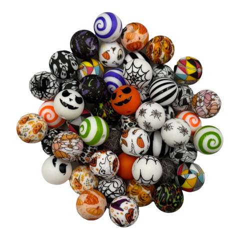 Halloween BULK 15mm Printed Silicone Beads--Grab Bag!