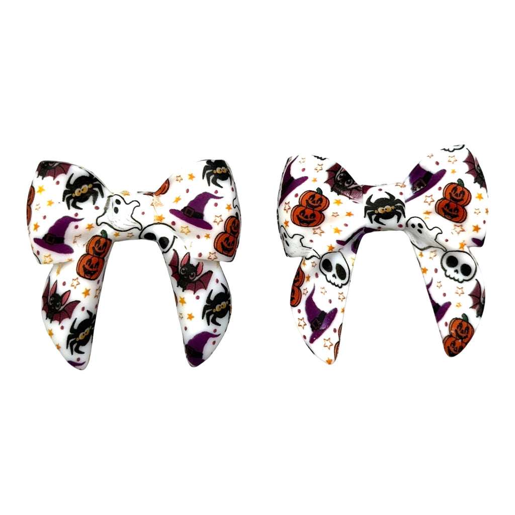 Halloween Print Bow Silicone Focal Beads