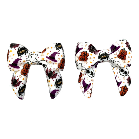 Halloween Print Bow Silicone Focal Beads