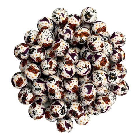 Halloween Print Silicone Beads--15mm