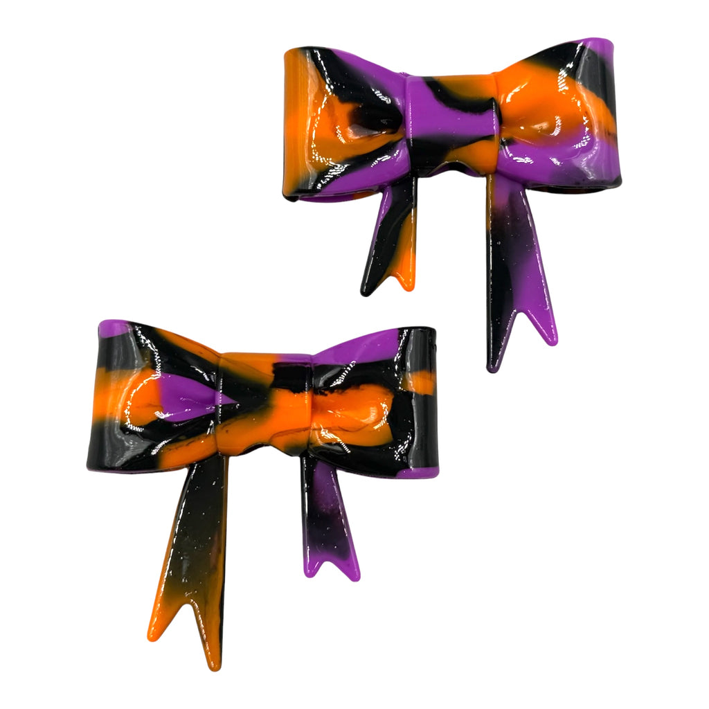 Halloween Marble Glossy 3D Silicone Bow Focal Bead Straw Topper