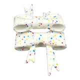 White Confetti Glitter 3D Silicone Bow Focal Bead Straw Topper
