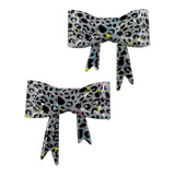 Leopard Neon Confetti Glossy 3D Silicone Bow Focal Bead Straw Topper