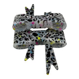 Leopard Neon Confetti Glossy 3D Silicone Bow Focal Bead Straw Topper