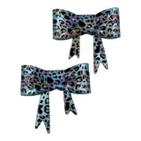 Blue Swirl Leopard Glitter Glossy 3D Silicone Bow Focal Bead Straw Topper