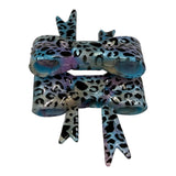 Blue Swirl Leopard Glitter Glossy 3D Silicone Bow Focal Bead Straw Topper