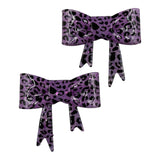 Purple Leopard Glossy 3D Silicone Bow Focal Bead Straw Topper
