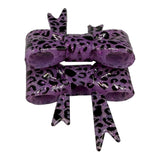Purple Leopard Glossy 3D Silicone Bow Focal Bead Straw Topper
