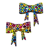 Neon Rainbow Leopard 3D Silicone Bow Focal Bead Straw Topper