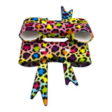 Neon Rainbow Leopard 3D Silicone Bow Focal Bead Straw Topper