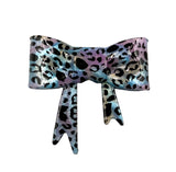Blue Swirl Leopard Glitter Glossy 3D Silicone Bow Focal Bead Straw Topper
