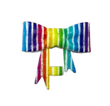 Rainbow Striped 3D Silicone Bow Focal Bead Straw Topper