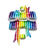 Rainbow Striped 3D Silicone Bow Focal Bead Straw Topper