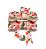 Pink Cherry Gingham 3D Silicone Bow Focal Bead Straw Topper