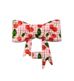 Pink Cherry Gingham 3D Silicone Bow Focal Bead Straw Topper