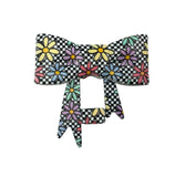 Checkered Daisy 3D Silicone Bow Focal Bead Straw Topper