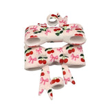 Pink Bows & Cherries 3D Silicone Bow Focal Bead Straw Topper