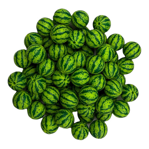 Watermelon Rind Print Silicone Beads--15mm