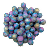 15mm Blue, Purple, Gold Swirl Glitter Silicone Beads