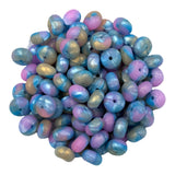 14mm Blue, Purple, Gold Swirl Glitter Mini Abacus Silicone Beads