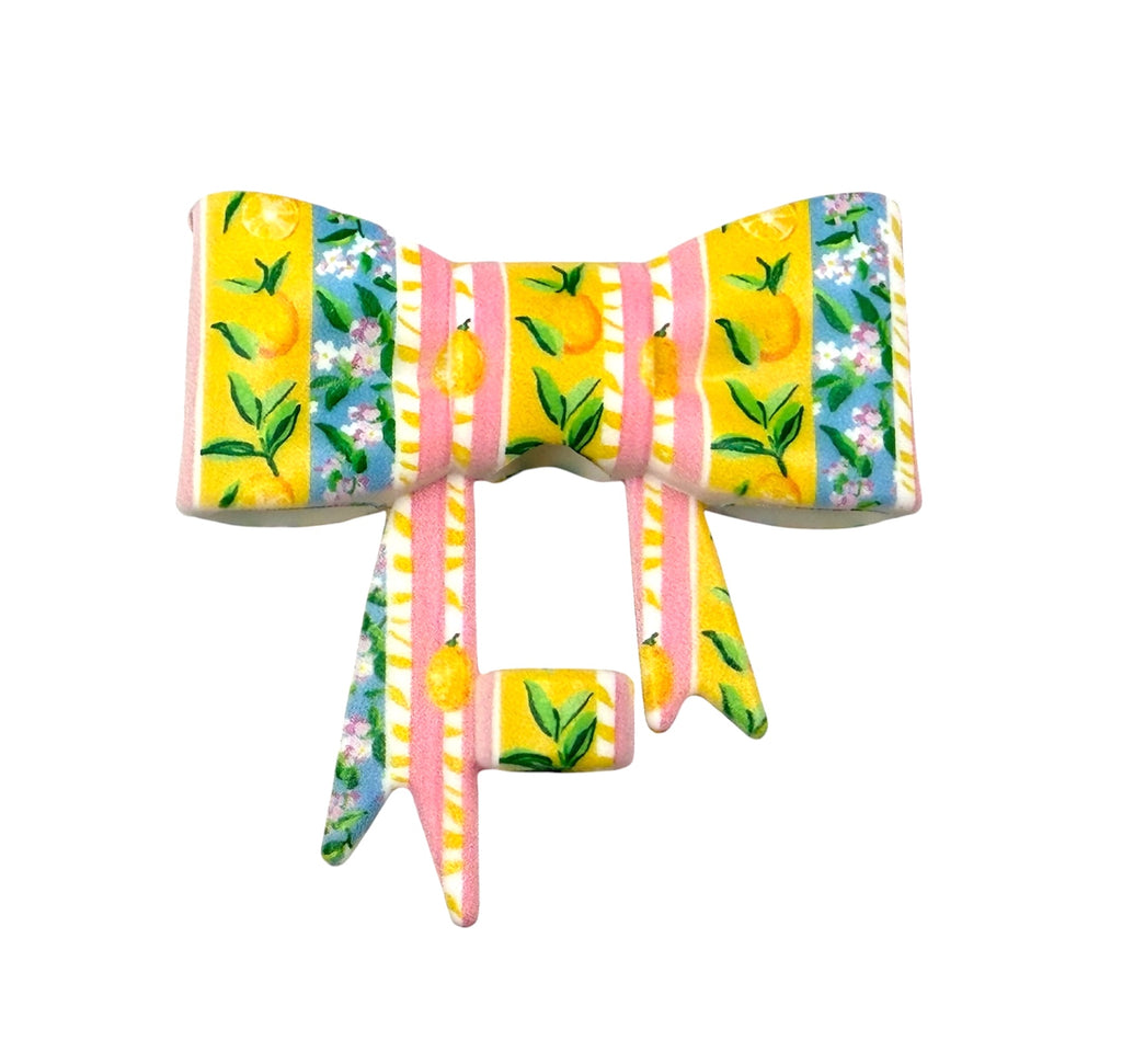 Lemons, Stripes & Flowers 3D Silicone Bow Focal Bead Straw Topper