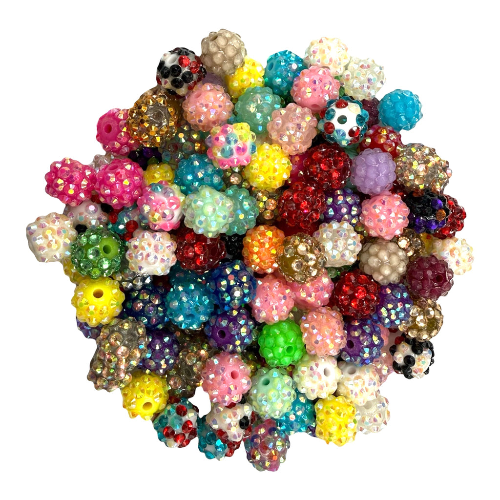 12mm Mixed Color AB Rhinestone Acrylic Beads