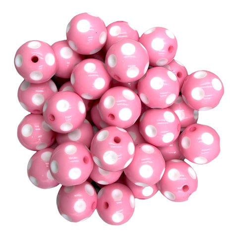 5 20mm Light Pink Polka Dot Acrylic Beads