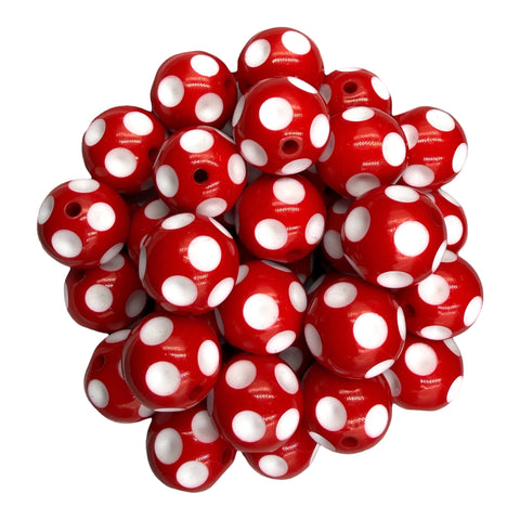 5 20mm Red Polka Dot Acrylic Beads