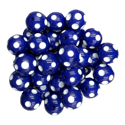 5 20mm Royal Blue Polka Dot Acrylic Beads