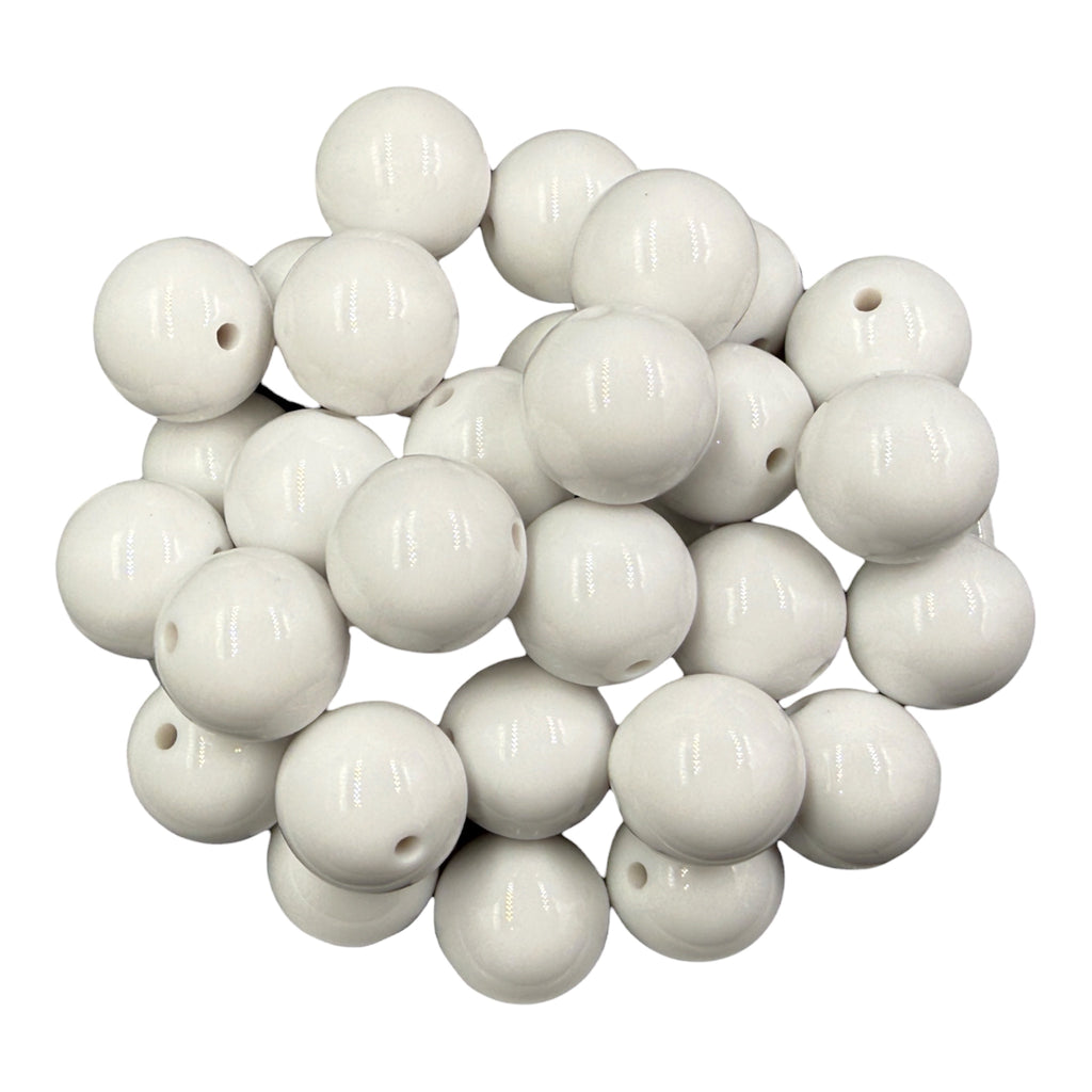 5 20mm White Solid Chunky Acrylic Beads