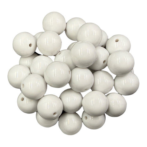 5 20mm White Solid Chunky Acrylic Beads