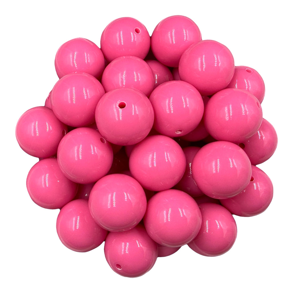 5 20mm Light Hot Pink Solid Chunky Acrylic Beads