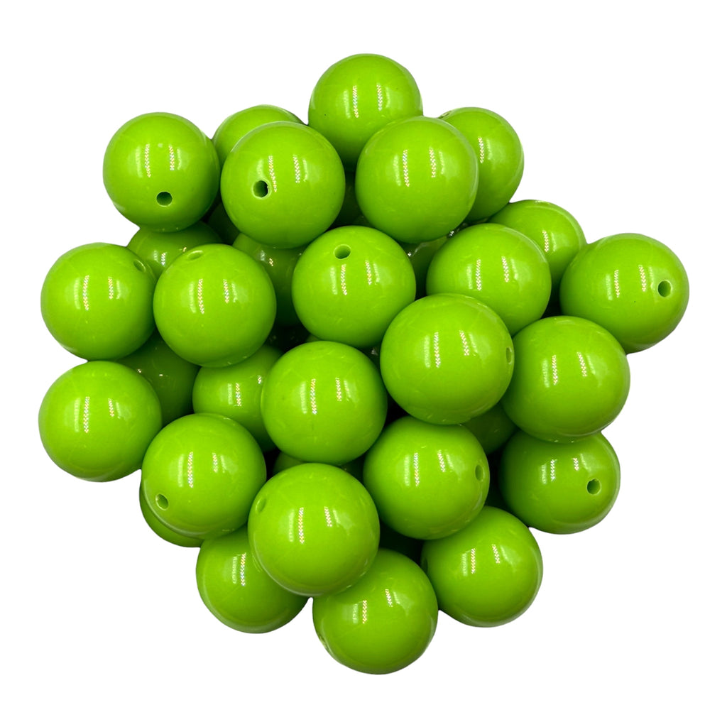 5 20mm Lime Green Solid Chunky Acrylic Beads