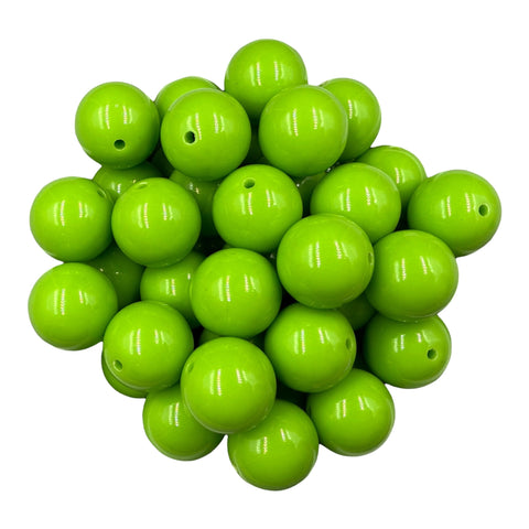 5 20mm Lime Green Solid Chunky Acrylic Beads