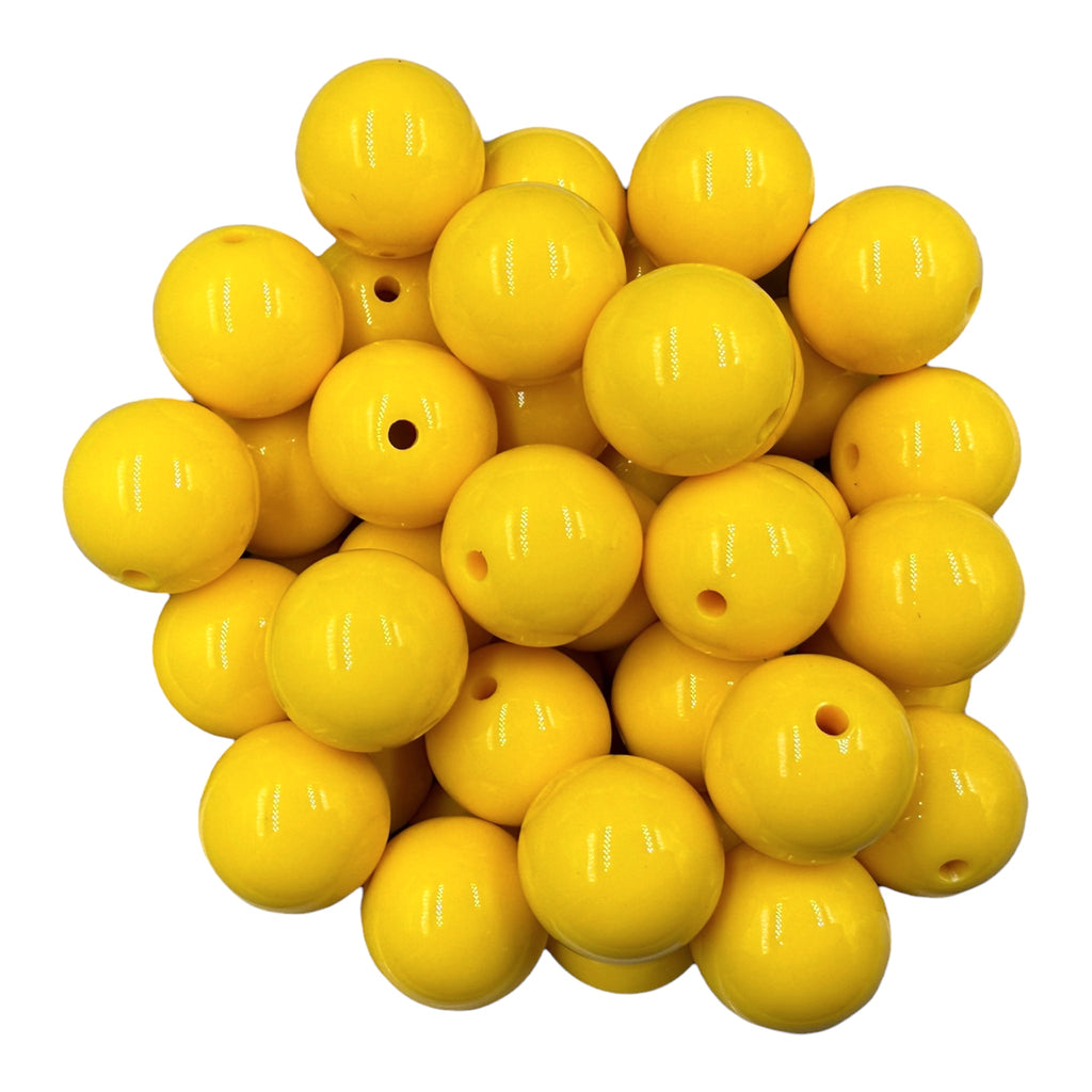 5 20mm Yellow Solid Chunky Acrylic Beads