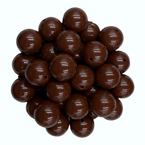 5 20mm Brown Solid Chunky Acrylic Beads