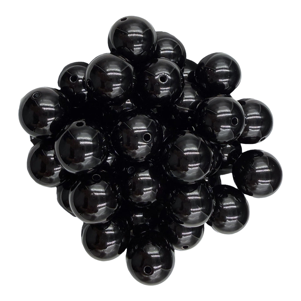 5 20mm Black Solid Chunky Acrylic Beads