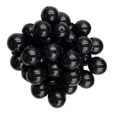 5 20mm Black Solid Chunky Acrylic Beads